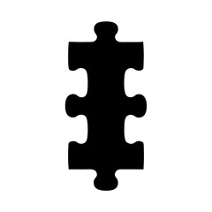 Fototapeta premium Single black puzzle piece against a white background used for games