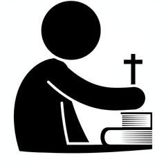 Priest holding cross over holy bible during ceremony