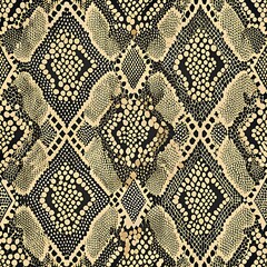 Abstract snake skin pattern with diamond shapes and dot texture in beige and black, a seamless repeating design for fashion and decor