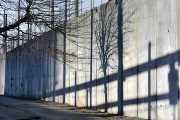 Obraz premium Concrete wall with tree shadows