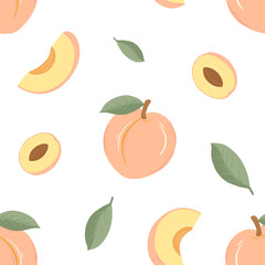 Seamless Peach Pattern on Transparent Background