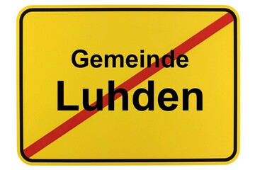 Illustration eines Ortsschildes der Gemeinde Luhden in Niedersachsen
