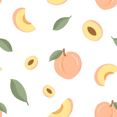 Seamless Peach Pattern on Transparent Background
