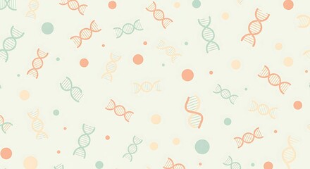 DNA molecule seamless pattern in pastel colors depicting science and genetics research for medical designs and backgrounds with scientific themes