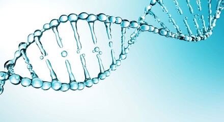 Water Molecule DNA Structure on Blue Background Representing Science Biology and Medicine with Double Helix Formation