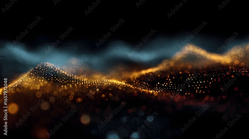 Poster mesmerizing abstract data waves and analytics graphs in a futuristic style
