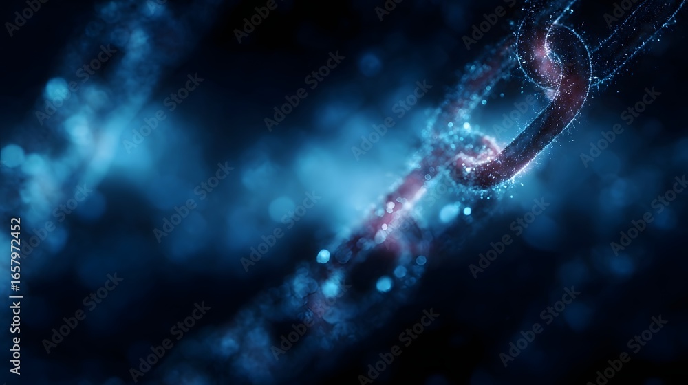 Poster futuristic blockchain concept with glowing digital circuits and lighting