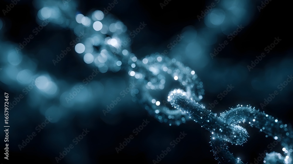 Poster glowing blockchain circuits with sharp digital lighting