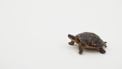 Obraz premium close up photograph of a turtle on a plain white background, captured using technology, the image is centered