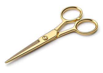 A sharp pair of metal barber scissors isolated on a clean white background