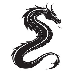 black sea serpent Silhouette Vector, High Quality Illustration on White Background