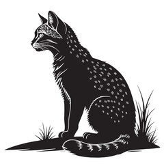 black sand cat Silhouette Vector, High Quality Illustration on White Background