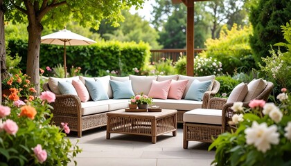 Garden Patio Furniture Relaxing Scene.