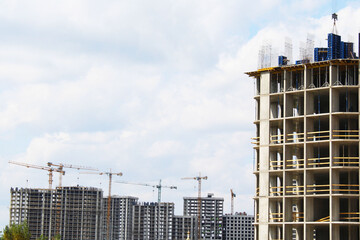 construction site with crane, building under construction