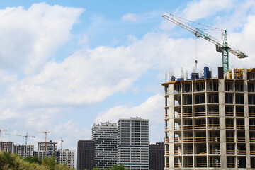 construction site with crane, building under construction