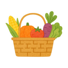 PNG Colorful basket with vegetables