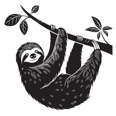 black sloth Silhouette Vector, High Quality Illustration on White Background © Craftdot