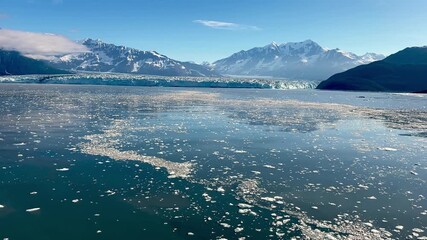 ice in water near the hubbard glacier