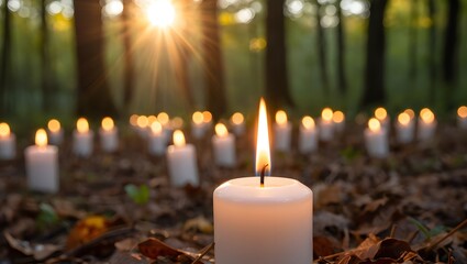 Candles light flame forest nature peace meditation hope memorial remembrance celebration event 94