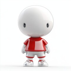 Fototapeta premium Cute Cartoon Character in Red Sports Outfit on White Background