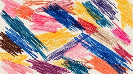 abstract colorful scribble pattern with layered marker and crayon strokes