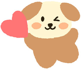 Cute Puppy Holding Heart – Kawaii Animal Clipart for Valentine and Holidays