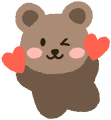 Cute Teddy bear Holding Heart &ndash; Kawaii Animal Clipart for Valentine and Holidays