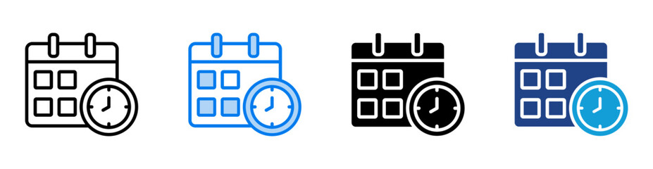 Deadline icon set multiple style collection