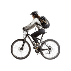 Obraz premium Woman riding a bicycle in a casual, active pose