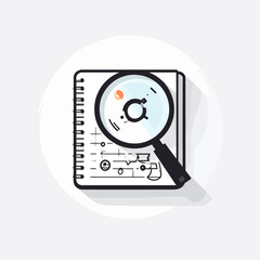 Magnifying Glass Over Sketchbook with Detailed Architectural Blueprints, Illustration.