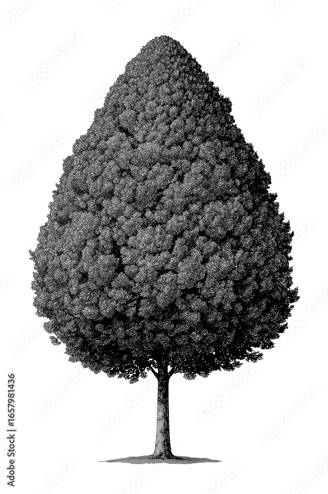 Poster solitary arboreal entity against an isolated canvas displaying sculptural leafy volume in
