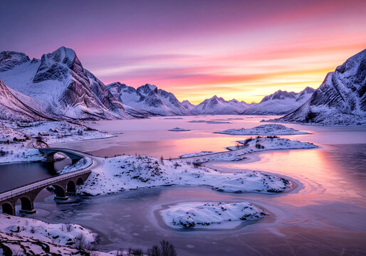 Winter Scenery Lofoten Islands