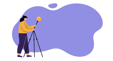 Person setting up a studio light on a tripod, symbolizing content creation, photography, or creative production. Ample copy space for text.