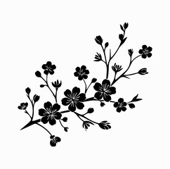 Cherry Blossom Branch Silhouette &ndash; Elegant Floral Vector
