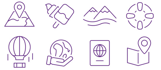 Adventure awaits with these travel icons, inspiring journeys and exploration.