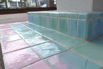 Obraz premium Colorful tile base of a light post