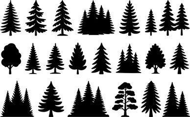 Obraz premium Pine Tree , forest, nature black vector bundle design graphics