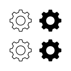 Gear settings icon set. Cogwheel symbol for system preferences and configuration