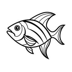 abstract fish head line art on white background