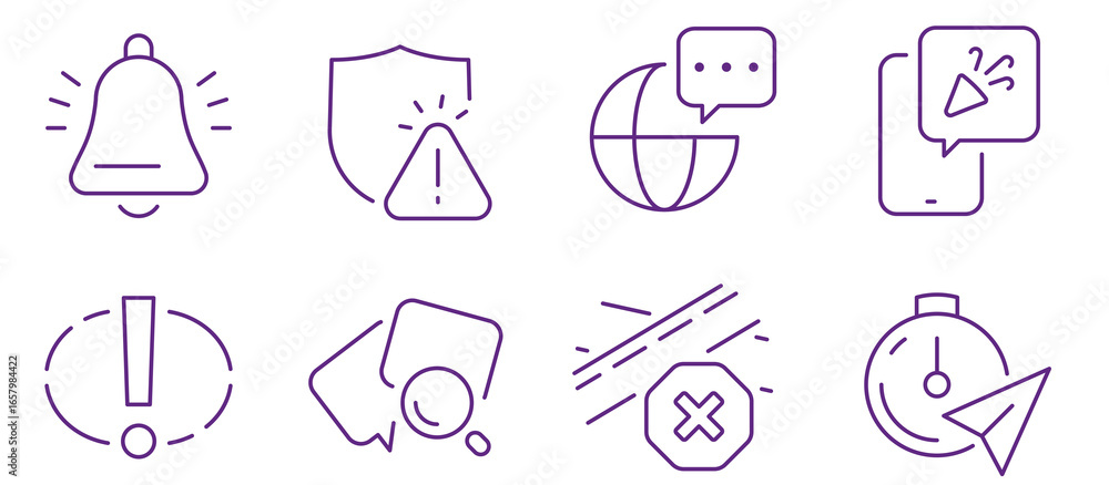 Poster modern communication and notification icons for digital alerts and alerts.