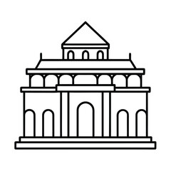 Fototapeta premium ancient architecture outline on white background