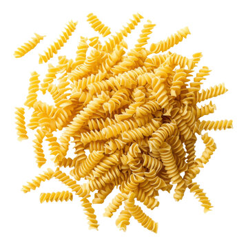 Top view of yellow rotini pasta