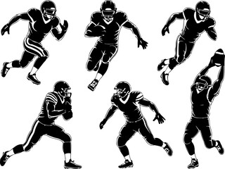 Naklejka premium American Football Action Player Graphics Vector Bundle | Dynamic Action Vector Set