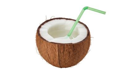 Isolated Coconut with Straw
