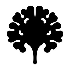 Abstract Silhouette of a Leafy Plant with a Stem in Black and White