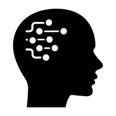 Artificial Intelligence Neural Network Concept Depicted in Black and White Silhouette