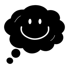 Smiley Face in a Thought Bubble Expressing Happiness and Simple Joy