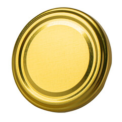 Golden twist-off lid isolated on transparent background: preserving freshness and flavor
