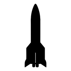 Simple Black Silhouette of a Rocket Ship Ready for Blast Off