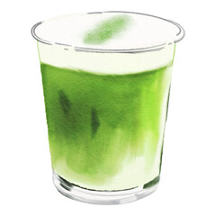 Matcha Green Tea Cream Cafe Latte Food Dessert Vector Illustration